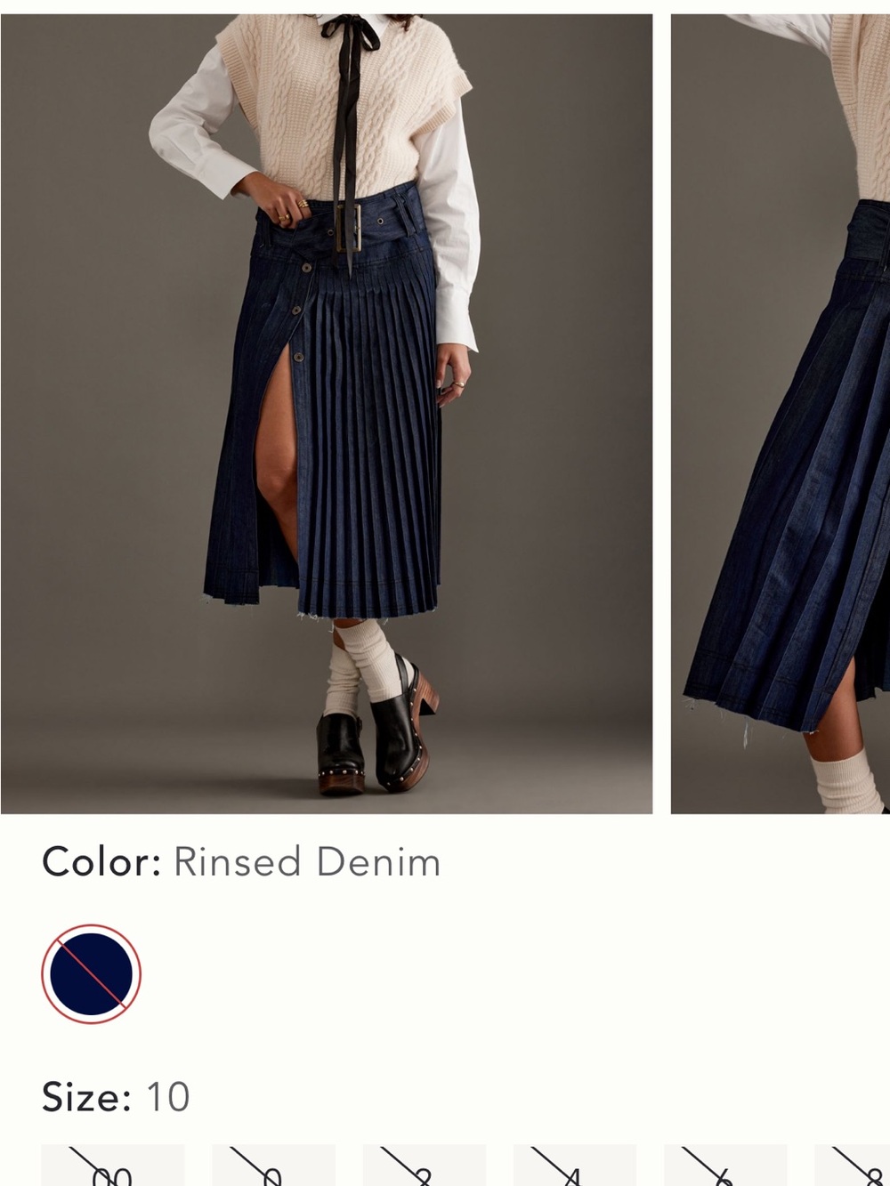 Anthropologie pilcro low slung Pleated dark Denim Skirt with Belt 10 - Picture 4 of 11